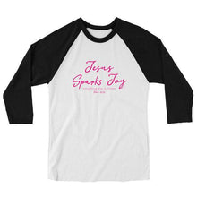 Load image into Gallery viewer, jesus-sparks-joy-romans-15:13-womens-religious-raglan-grace-&-truth