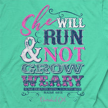 Load image into Gallery viewer, run-and-not-grow-weary-isaiah-40:31--religious-t-shirt-cherished-girl