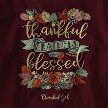Load image into Gallery viewer, thankful-grateful-blessed-womens-religious-t-shirt-cherished-girl