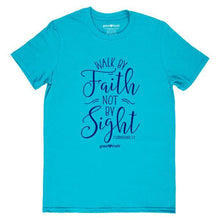 Load image into Gallery viewer, walk-by-faith-2-corinthians-5:7--religious-t-shirt-grace-&-truth