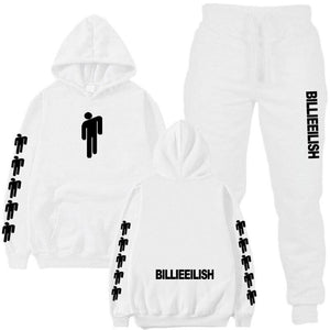 Billie Eilish Piece Tracksuit Women Men Off White Hoodie Sweatshirt Female Sport Pullover Suits Men's Sport Suit Set Tracksuit