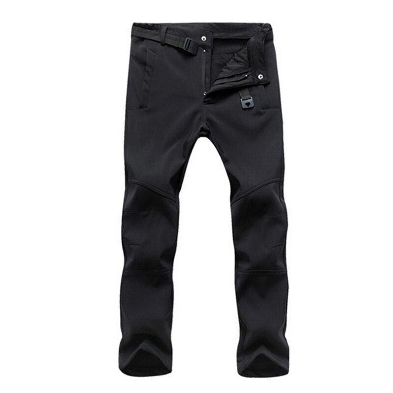 Autumn Winter Hiking Mens Pants Softshell Fleece Outdoor Trousers Waterproof Snow Gym Pants Trousers Male Plus Size High Quality