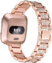Load image into Gallery viewer, Bling Diamond watch Band For Fitbit Versa Stainless Steel Strap women Wrist Bracelet for fitbit lite/verse 2 Band Accessories
