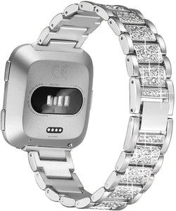 Bling Diamond watch Band For Fitbit Versa Stainless Steel Strap women Wrist Bracelet for fitbit lite/verse 2 Band Accessories