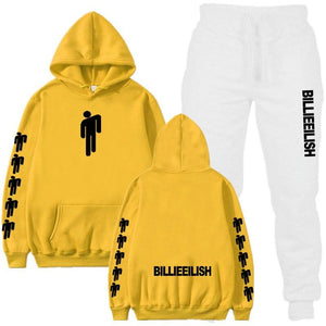 Billie Eilish Piece Tracksuit Women Men Off White Hoodie Sweatshirt Female Sport Pullover Suits Men's Sport Suit Set Tracksuit