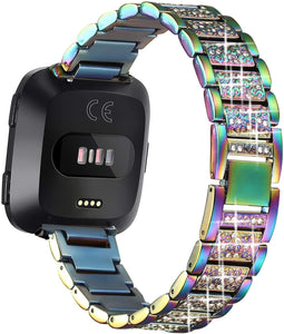 Bling Diamond watch Band For Fitbit Versa Stainless Steel Strap women Wrist Bracelet for fitbit lite/verse 2 Band Accessories