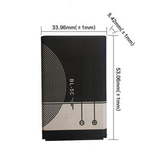 Load image into Gallery viewer, BL-5C BL-5C BL 5C Battery for Nokia C2-01 C2-02 C2-03 C2-06 X2-01 5130 XpressMusic 6230i 6620 1208 3125 6263 1116 6630 1208 1209
