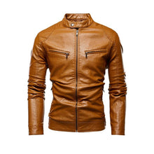 Load image into Gallery viewer, Autumn Jacket Men New Slim Retro Winter Jackets Male PU Leather Stand Collar Sportswear Suits Mens Bomber Coat Chaqueta Hombre
