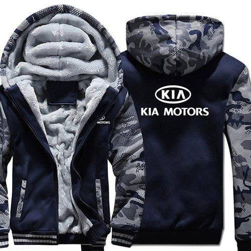 Autumn Winter male Hoodie warm KIA Motors Sweatshirt advertising jacket Thickening Coats Zipper Fleece clothes