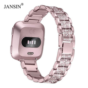 Bling Diamond watch Band For Fitbit Versa Stainless Steel Strap women Wrist Bracelet for fitbit lite/verse 2 Band Accessories