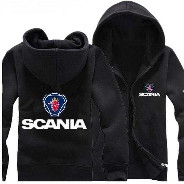 Autumn winter SCANIA sweatshirts Printed Sportswear Men fleecel thick warm Hip-Hop Male Hooded jacket Hoodies Zipper Hoody