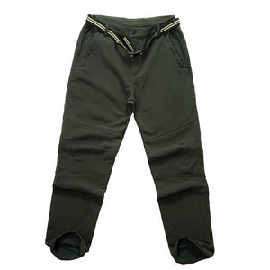 Autumn Winter Hiking Mens Pants Softshell Fleece Outdoor Trousers Waterproof Snow Gym Pants Trousers Male Plus Size High Quality