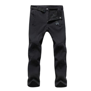 Autumn Winter Hiking Mens Pants Softshell Fleece Outdoor Trousers Waterproof Snow Gym Pants Trousers Male Plus Size High Quality