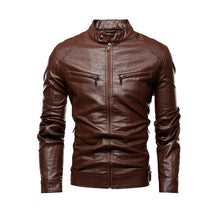 Load image into Gallery viewer, Autumn Jacket Men New Slim Retro Winter Jackets Male PU Leather Stand Collar Sportswear Suits Mens Bomber Coat Chaqueta Hombre
