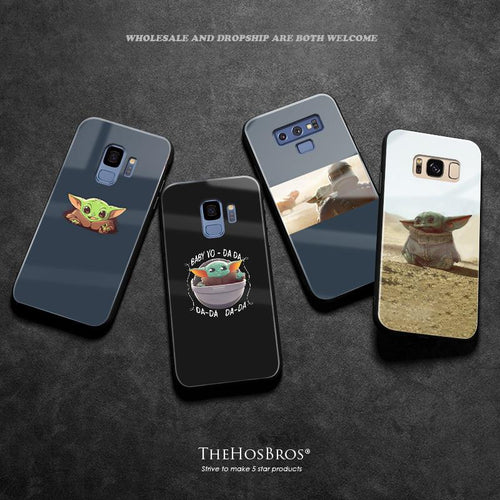Baby yoda meme soft silicone tempered glass phone case cover shell For Samsung Galaxy S8 S9 S10e S10 Note 8 9 10 Plus