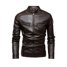Load image into Gallery viewer, Autumn Jacket Men New Slim Retro Winter Jackets Male PU Leather Stand Collar Sportswear Suits Mens Bomber Coat Chaqueta Hombre
