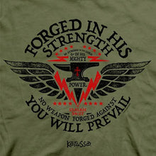 Load image into Gallery viewer, forged-in-his-strength--religious-t-shirt-kerusso
