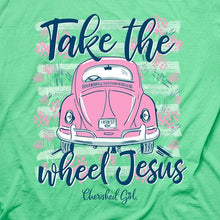 Load image into Gallery viewer, jesus-take-the-wheel-womens-religious-t-shirt-cherished-girl
