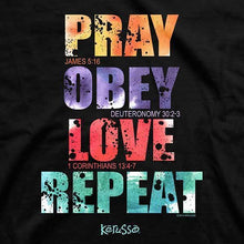 Load image into Gallery viewer, pray-obey-love-repeat--religious-t-shirt-kerusso
